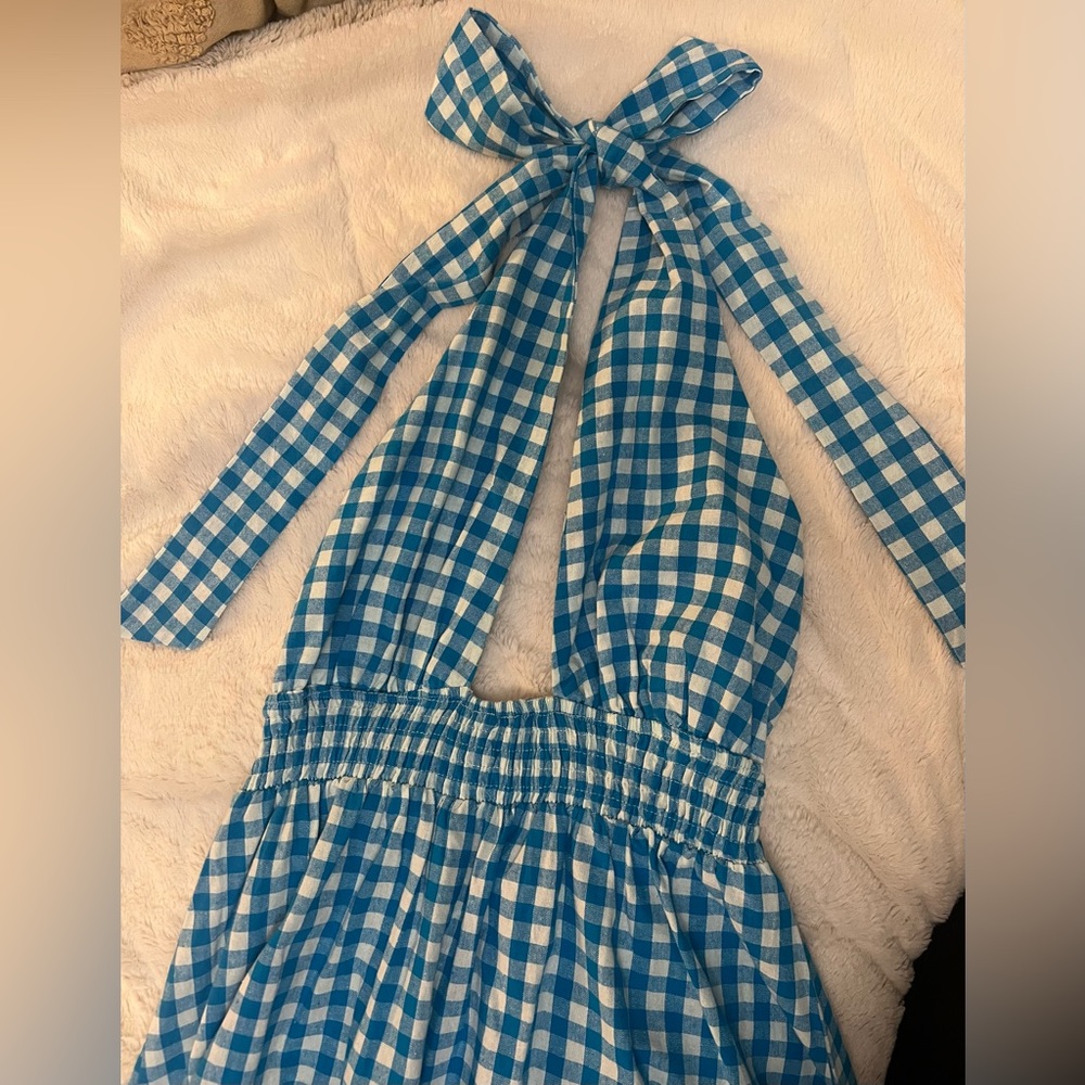 🦋 Hello Molly Blue Gingham Halter Maxi Dress - Picture 8 of 11